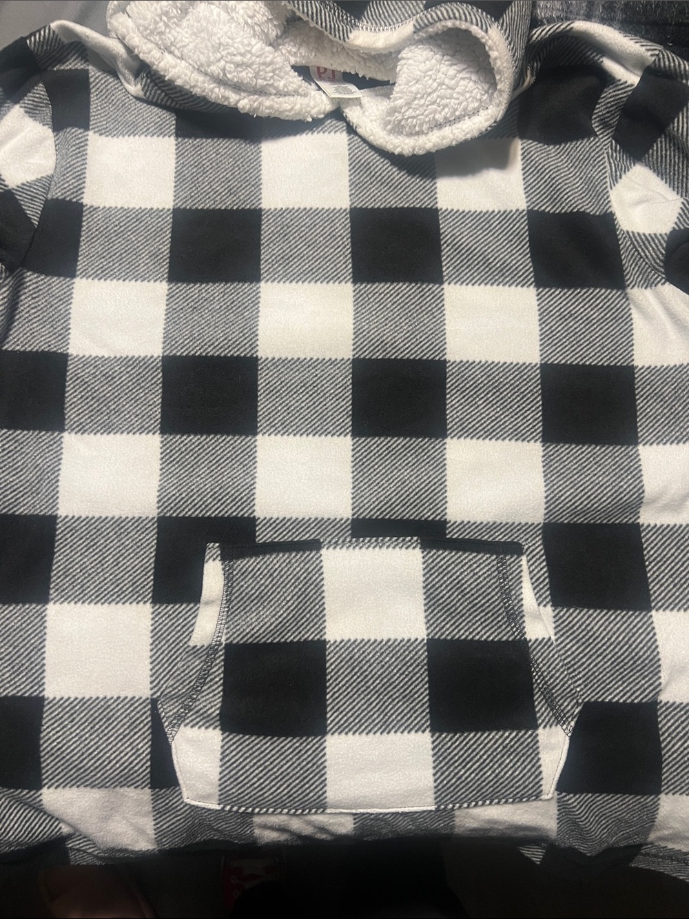 Black & White Plaid Hooded 2 piece. Top and bottom. Adult small